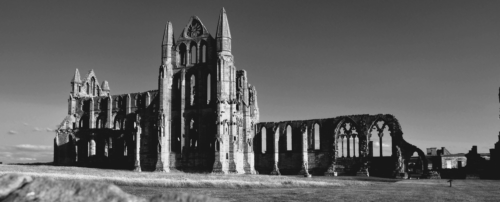 Gothic black and white Whitby Abbey